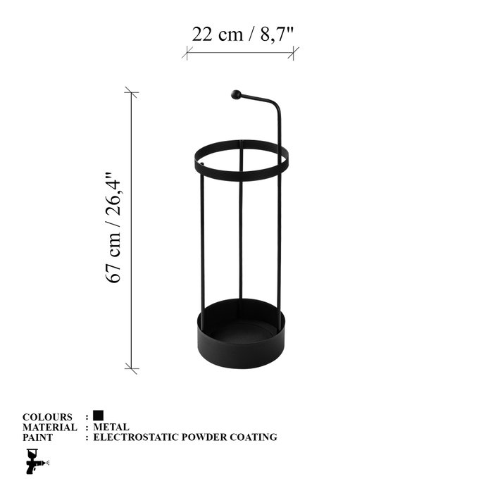 Aberto Design Paragüero Metálico Negro